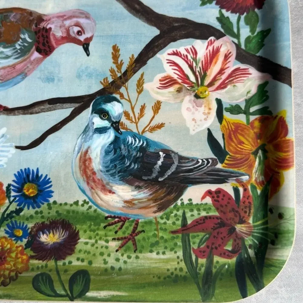 Avenida Home Swedish Birchwood Tray Birds Flower Design Nathalie Lete Folk Art